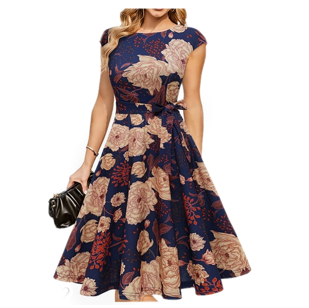 Women Cap Dress, Fit Flare Skater Midi Dress for Teen, Aline Church Dresses,